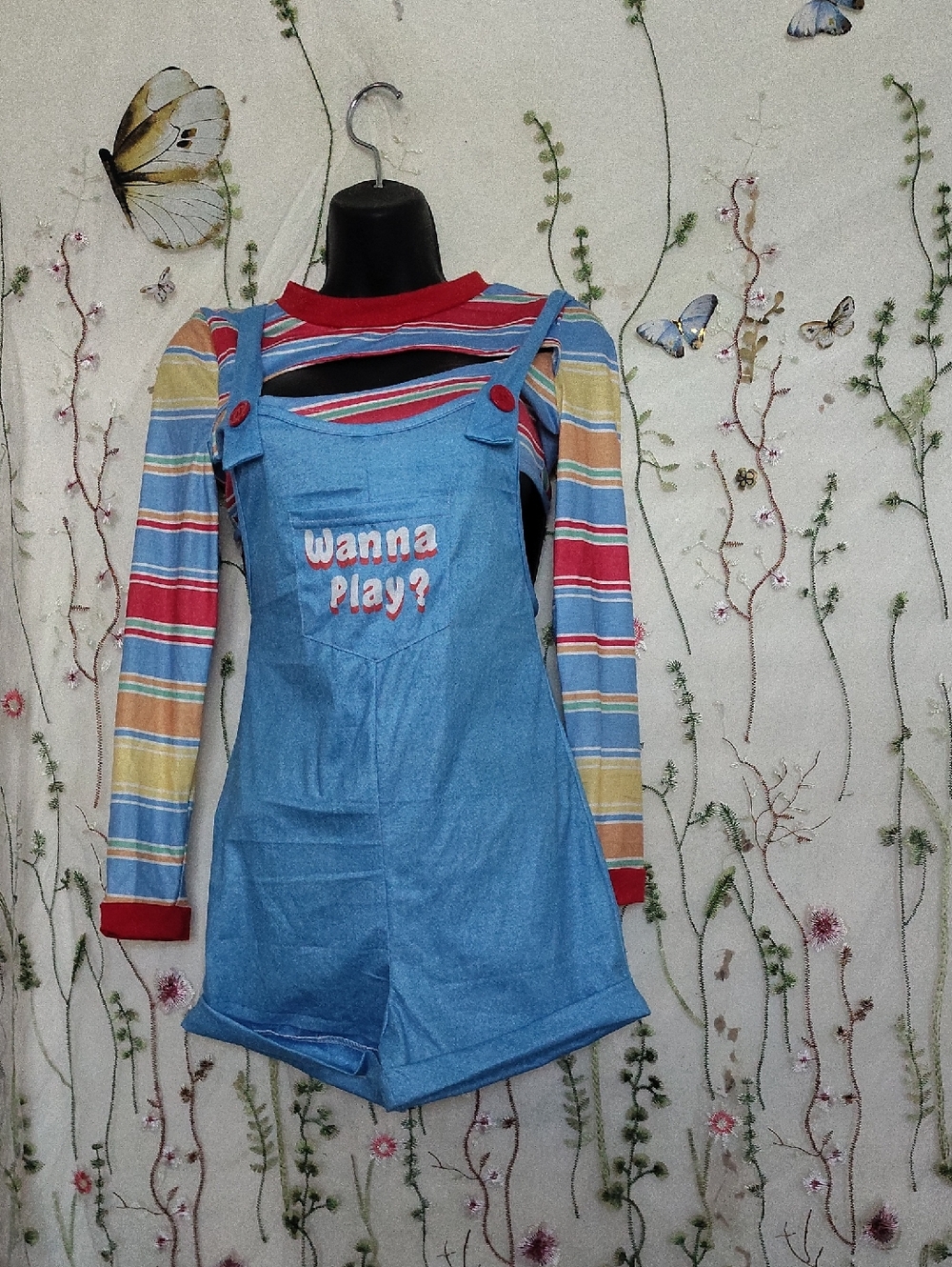 Chucky Wanna Play? Halloween Costume - 2 Piece Set Scary Killer Doll Romper